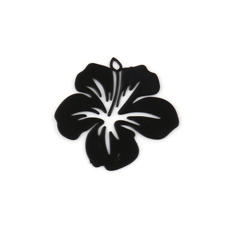 4 Breloques Pendentif Fleur Noire Estampe Filigrane Ajouré 21x19mm