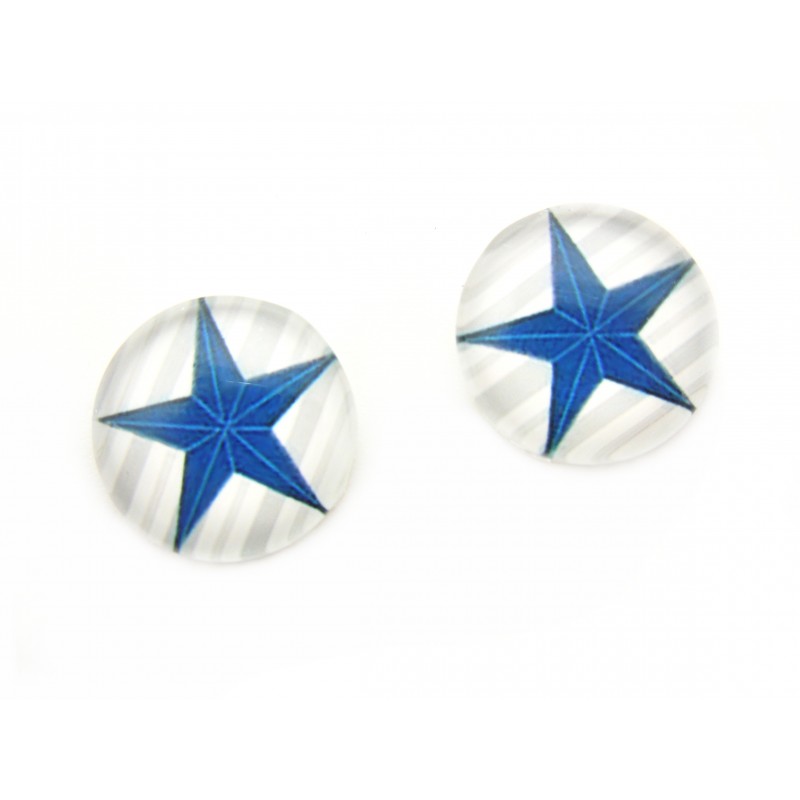 2 Cabochons en Verre Illustrés Mer Étoile 12mm
