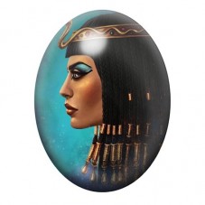 Cabochon en Verre Illustré Cléopâtre de Profil sur Fond Turquoise 13x18, 18x25 ou 30x40mm pour la création de bijoux fantaisie -