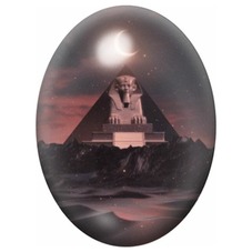 Cabochon en Verre Illustré Sphinx sous le Croissant de Lune 13x18, 18x25 ou 30x40mm pour la création de bijoux fantaisie - DIY