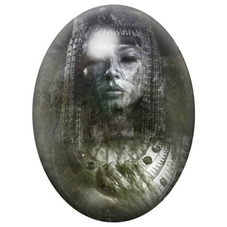 Cabochon en Verre Illustré Reine Égyptienne Sculptée en Pierre 13x18, 18x25 ou 30x40mm pour la création de bijoux fantaisie - DI