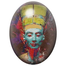 Cabochon en Verre Illustré Néfertiti Pop Art Multicolore 13x18, 18x25 ou 30x40mm pour la création de bijoux fantaisie - DIY