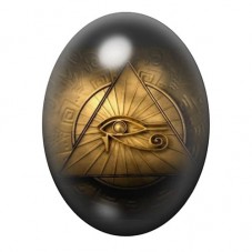Cabochon en Verre Illustré Œil d’Horus dans une Pyramide Dorée 13x18, 18x25 ou 30x40mm pour la création de bijoux fantaisie - DI