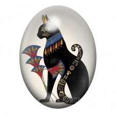 Cabochon en Verre Illustré Bastet Chat Noir aux Motifs Floraux 13x18, 18x25 ou 30x40mm pour la création de bijoux fantaisie - DI