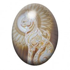 Cabochon en Verre Illustré Chat Ailé d’Égypte en Or Blanc 13x18, 18x25 ou 30x40mm pour la création de bijoux fantaisie - DIY