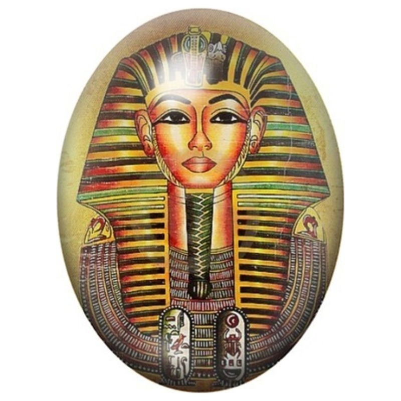 Cabochon en Verre Illustré Masque Doré de Toutânkhamon 13x18, 18x25 ou 30x40mm