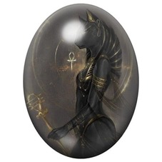 Cabochon en Verre Illustré Anubis Guerrier à la Croix Ânkh 13x18, 18x25 ou 30x40mm pour la création de bijoux fantaisie - DIY