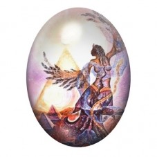 Cabochon en Verre Illustré Isis Ailée devant les Pyramides 13x18, 18x25 ou 30x40mm pour la création de bijoux fantaisie - DIY