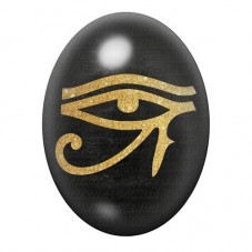 Cabochon en Verre Illustré Œil d’Horus Doré sur Fond Noir 13x18, 18x25 ou 30x40mm pour la création de bijoux fantaisie - DIY