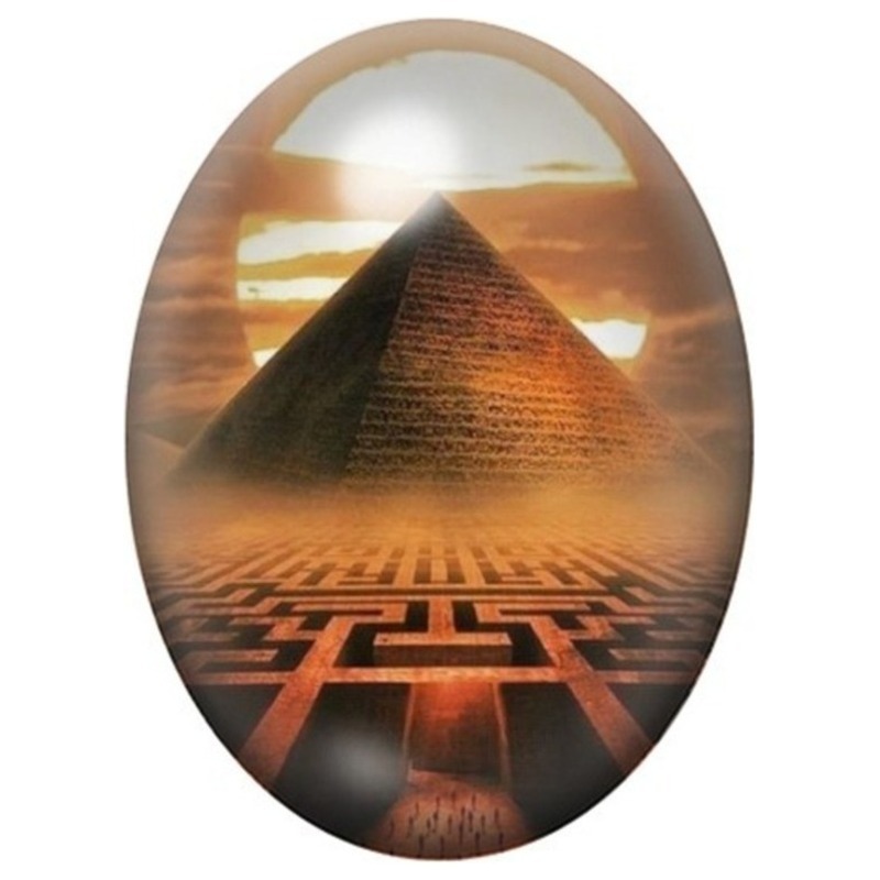 Cabochon en Verre Illustré Pyramide au Bout du Labyrinthe 13x18, 18x25 ou 30x40mm