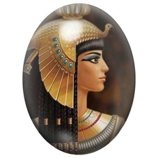 Cabochon en Verre Illustré Cléopâtre au Grand Pectoral Doré 13x18, 18x25 ou 30x40mm pour la création de bijoux fantaisie - DIY