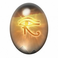 Cabochon en Verre Illustré Œil d’Horus Solaire au-dessus des Pyramides 13x18, 18x25 ou 30x40mm pour la création de bijoux fantai