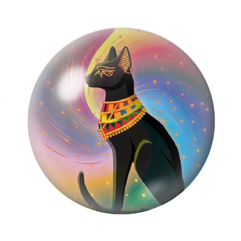 Cabochon en Verre Illustré Chat Égypte 12 à 25mm
