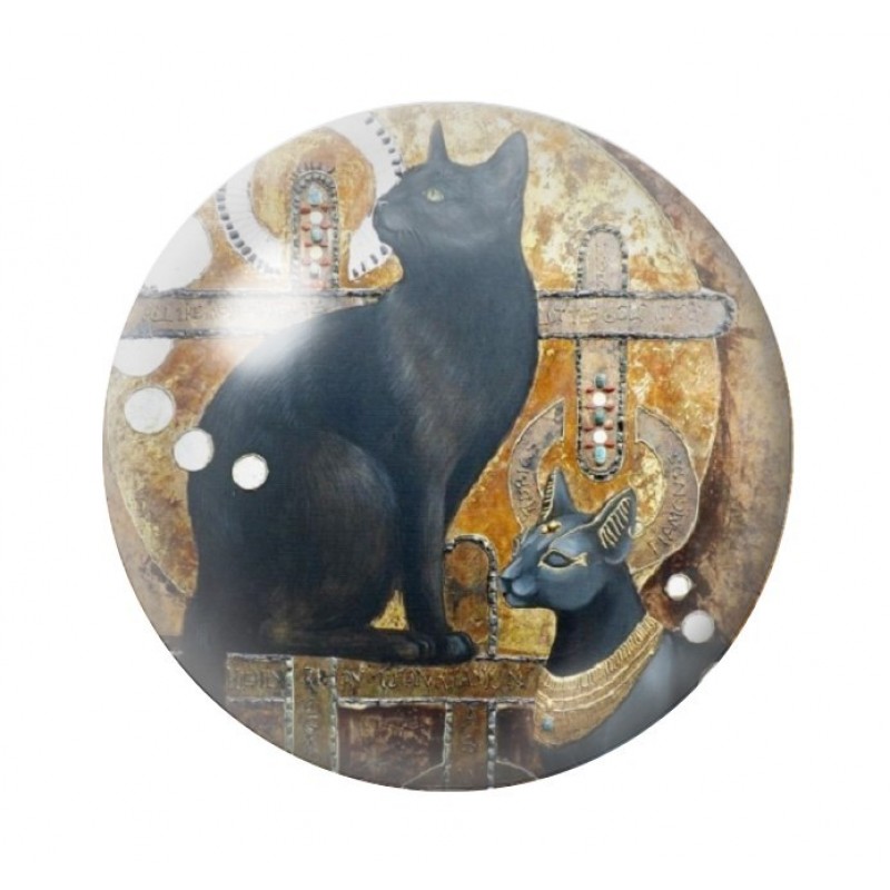 Cabochon en Verre Illustré Chat Égypte 12 à 25mm
