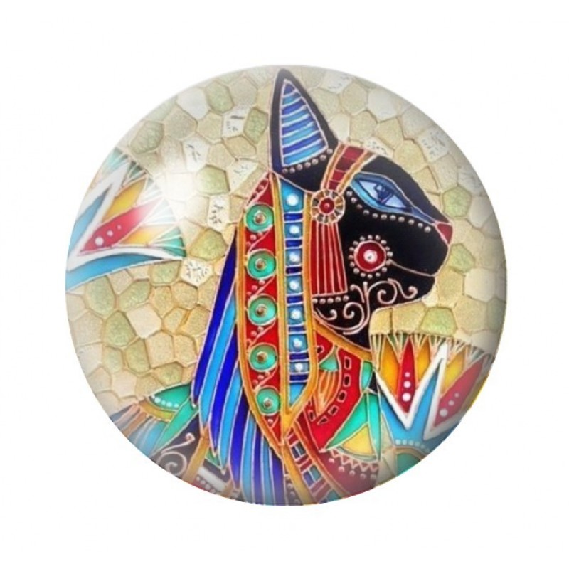Cabochon en Verre Illustré Chat Égypte 12 à 25mm