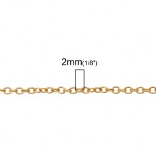 1 Mètre de Chaine à Mailles Fines en Acier Inoxydable Doré 2x1,6mm