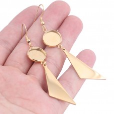 1 Paire de Support Boucle d'Oreille en Acier Inoxydable Doré pour Cabochon 12mm