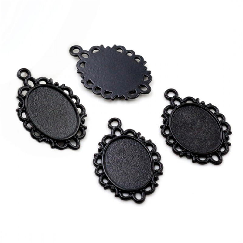 Support Pendentif Noir pour Cabochon 13x18mm