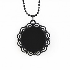 Support Collier Chaîne à Bille Noir 65cm pour Cabochon 25mm pour la Création de Bijoux Fantaisie - DIY