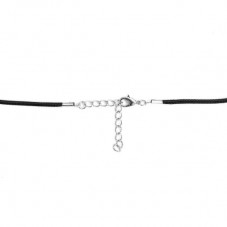 2 Colliers en Cordon Ciré et Acier Inoxydable Métal Argenté 45,5cm de long