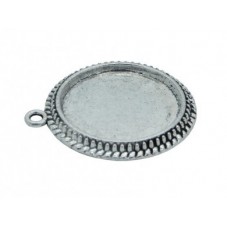 2 Supports Pendentifs Argentés Perlés pour Cabochon 25mm