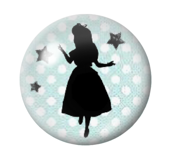 Cabochon en Verre Illustré Alice au Pays des Merveilles 12 à 25mm