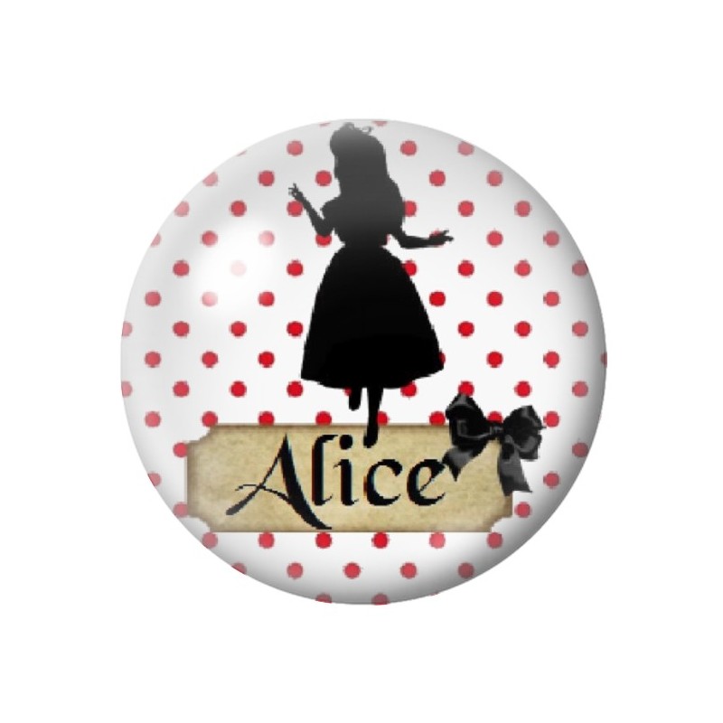 Cabochon en Verre Illustré Alice au Pays des Merveilles 12 à 25mm