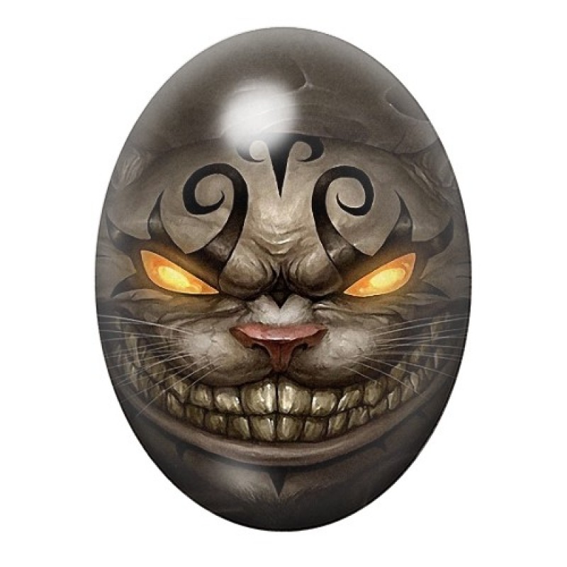 Cabochon en Verre Illustré Chat du Cheshire Alice Gothique 13x18, 18x25 ou 30x40mm