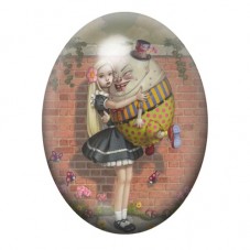 Cabochon en Verre Illustré Humpty Dumpty en Costume Fantaisie 13x18, 18x25 ou 30x40mm pour la création de bijoux fantaisie - DIY
