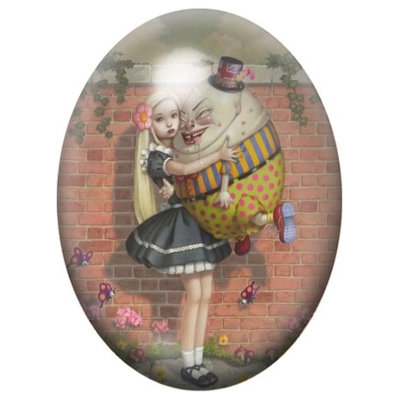 Cabochon en Verre Illustré Humpty Dumpty en Costume Fantaisie 13x18, 18x25 ou 30x40mm