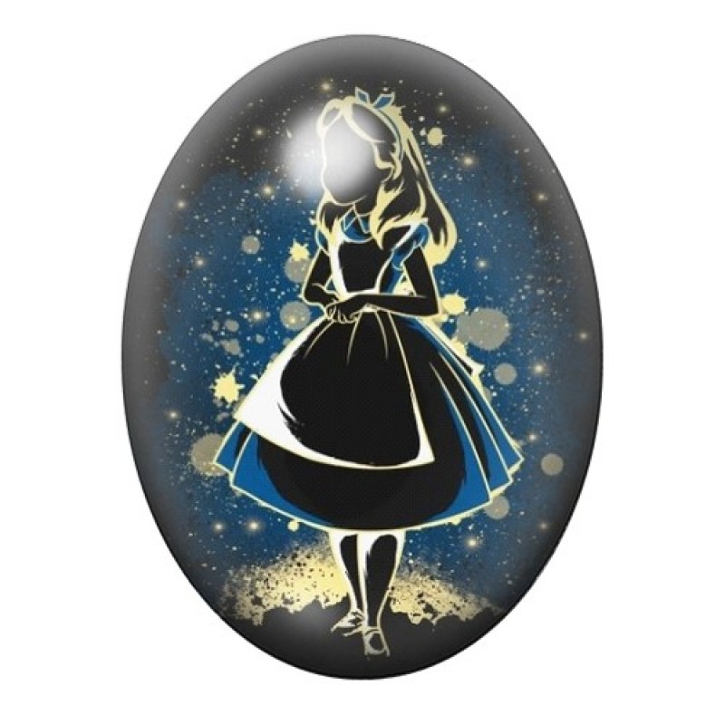 Cabochon en Verre Illustré Alice au Pays des Merveilles 13x18, 18x25 ou 30x40mm