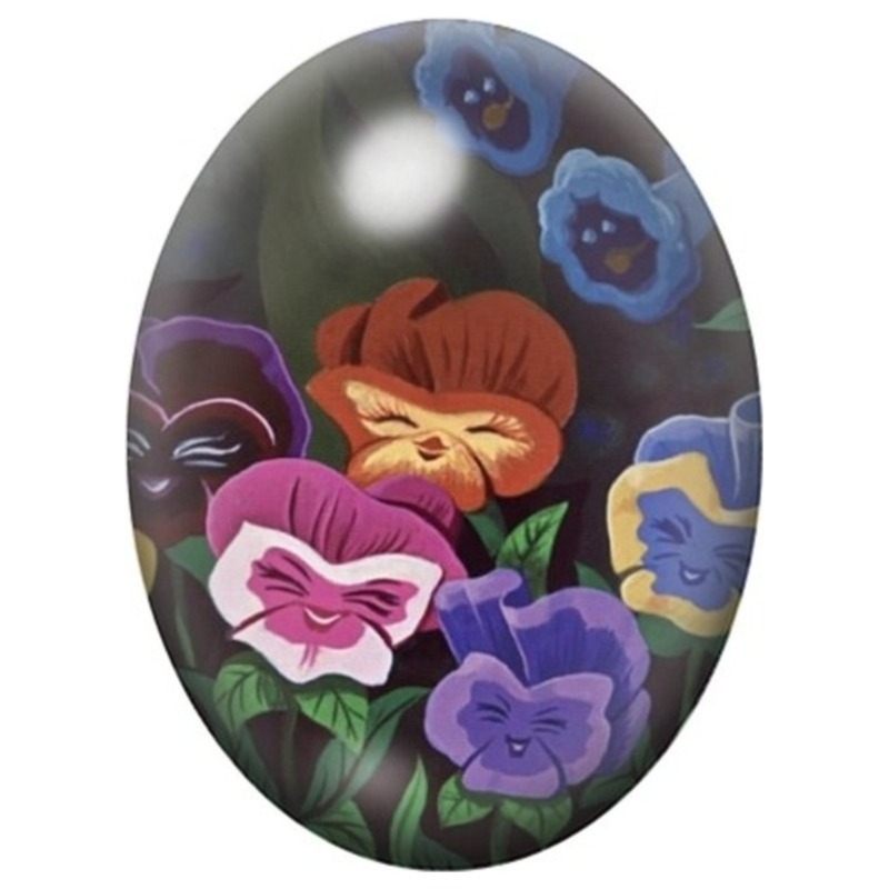 Cabochon en Verre Illustré Fleurs Vivantes d’Alice au Pays des Merveilles 13x18, 18x25 ou 30x40mm