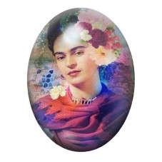 Cabochon en Verre Illustré Frida Kahlo au Châle Violet 13x18, 18x25 ou 30x40mm pour la création de bijoux fantaisie - DIY