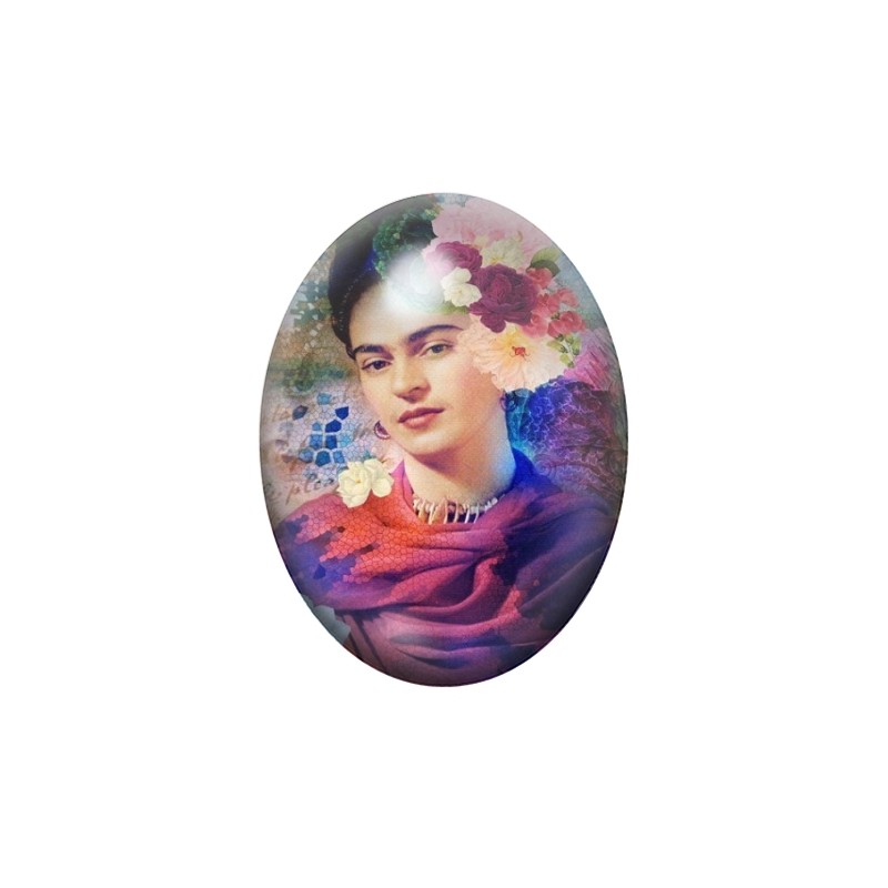 Cabochon en Verre Illustré Frida Kahlo 13x18, 18x25 ou 30x40mm