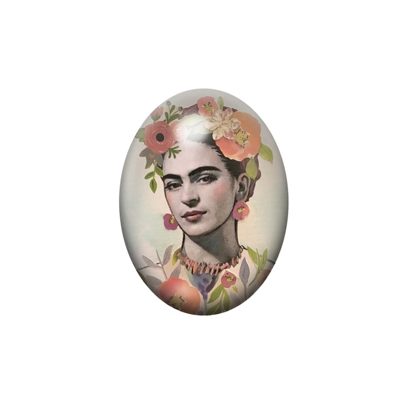 Cabochon en Verre Illustré Frida Kahlo 13x18, 18x25 ou 30x40mm