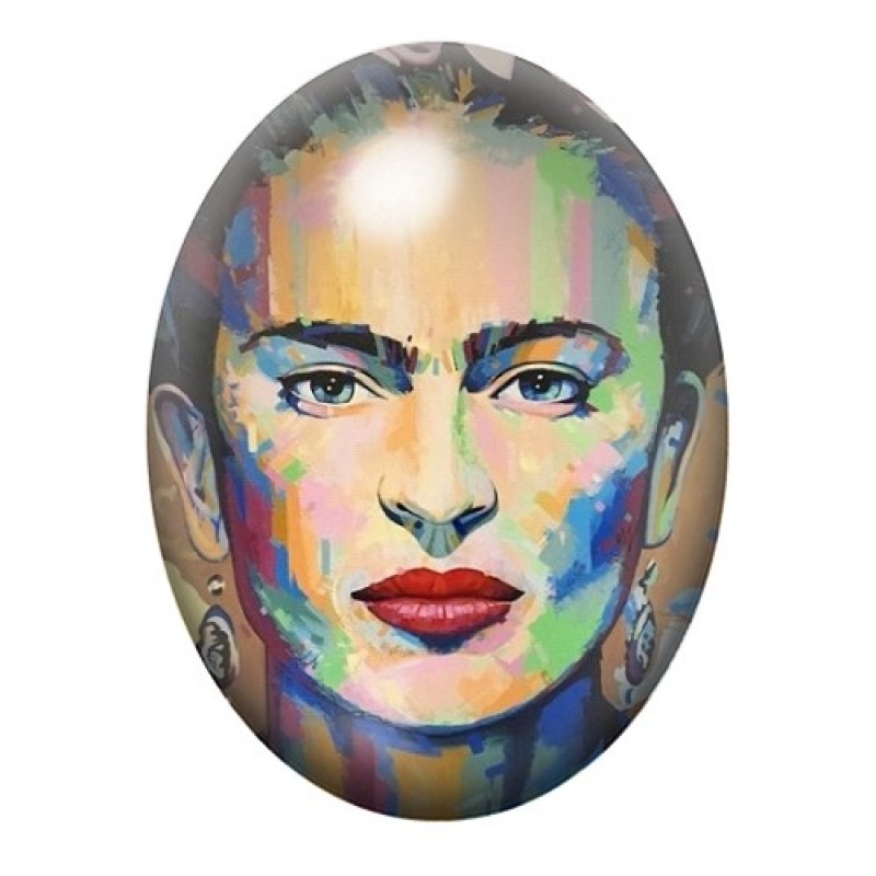 Cabochon en Verre Illustré Frida Kahlo 13x18, 18x25 ou 30x40mm