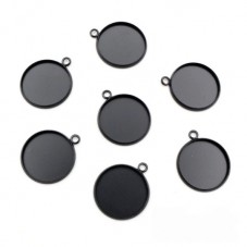 4 Supports Pendentif Noir pour Cabochon 12mm pour la Création de Bijoux Fantaisie - DIY