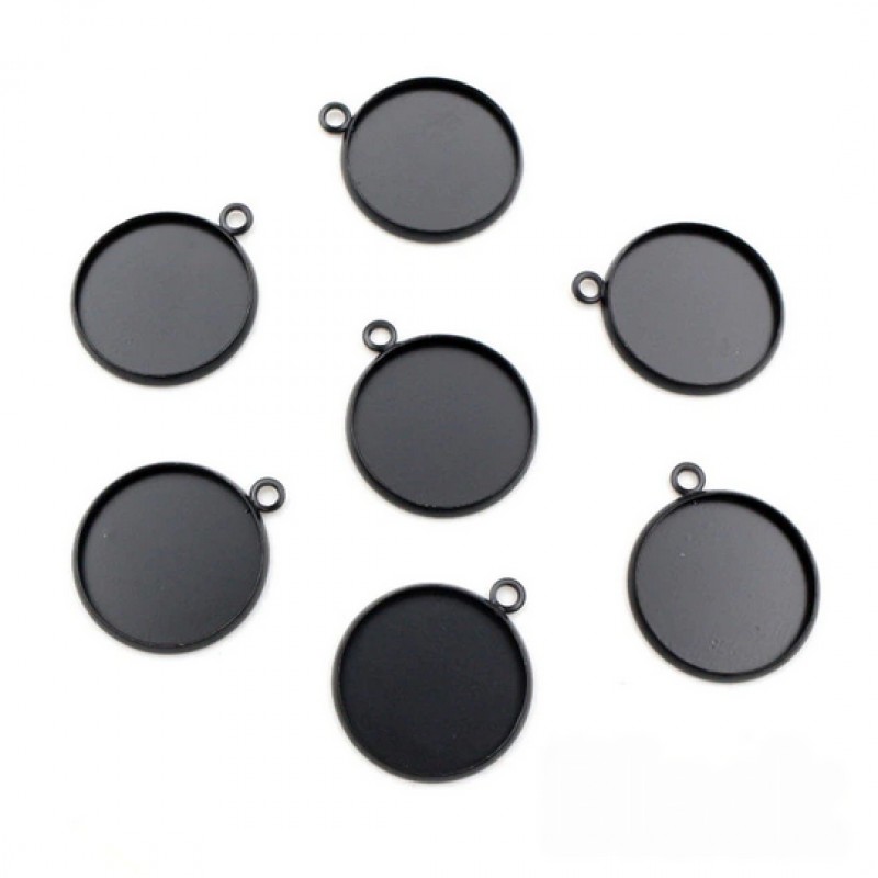 4 Supports Pendentifs Noirs pour Cabochon 12mm