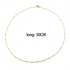 Collier Chaîne Fine Dorée 1,5mm avec Perles en Acier Inoxydable - 50cm Long