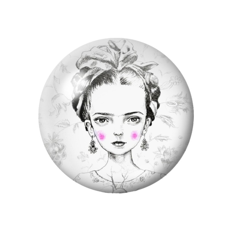 Cabochon en Verre Illustré Frida Kahlo 12 à 25mm