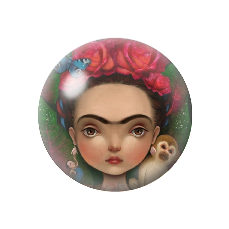 Cabochon en Verre Illustré Frida Kahlo 12 à 25mm