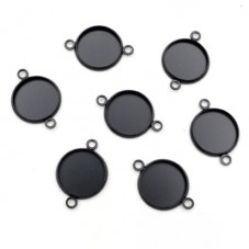 4 Supports Connecteur Noir pour Cabochon 12mm pour la Création de Bijoux Fantaisie - DIY