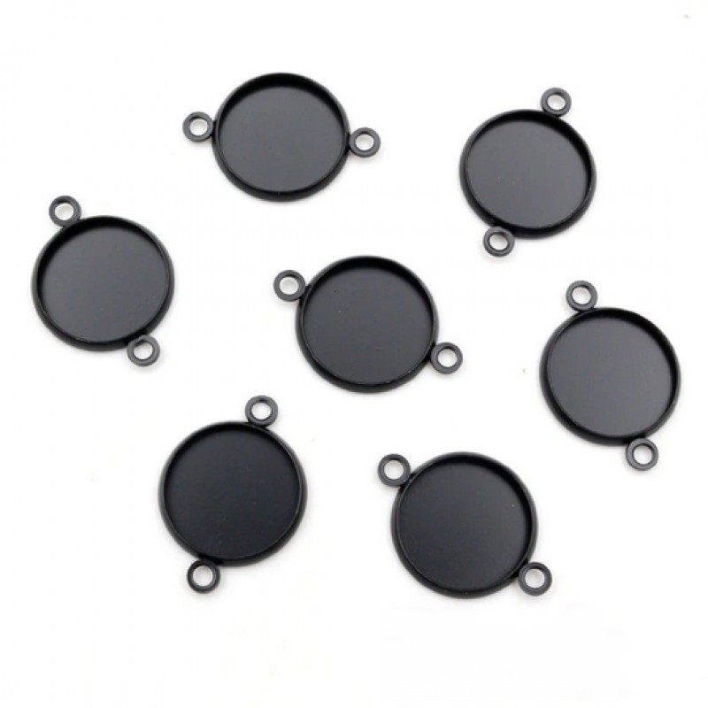4 Supports Connecteurs Noirs pour Cabochon 12mm