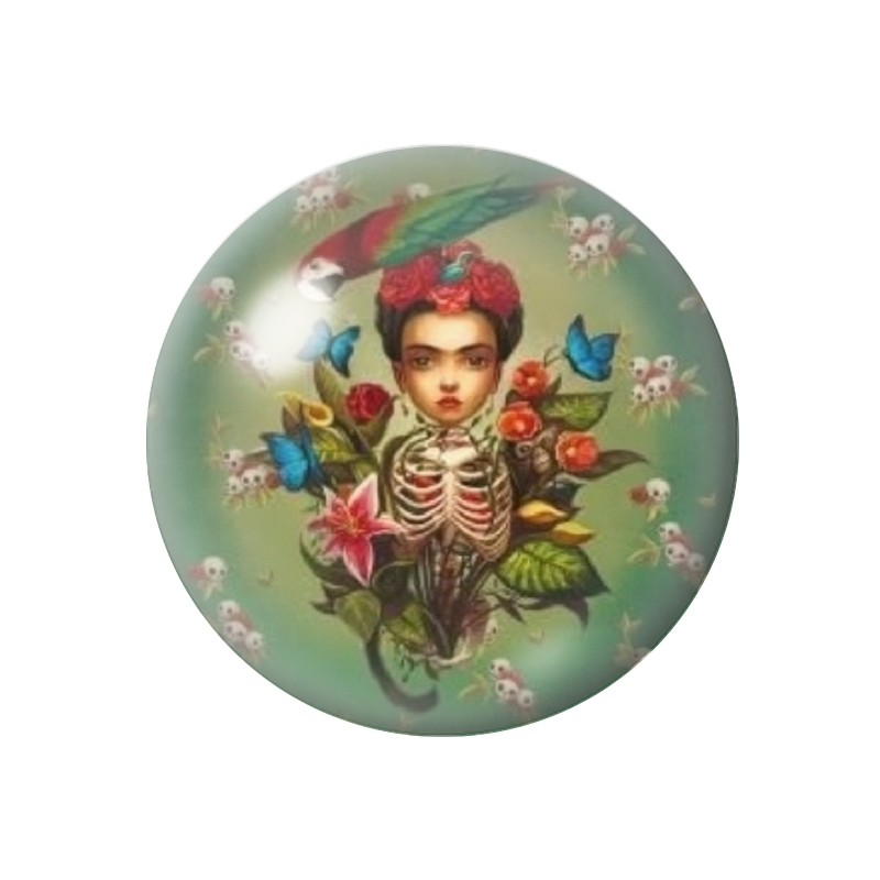 Cabochon en Verre Illustré Frida Kahlo 12 à 25mm