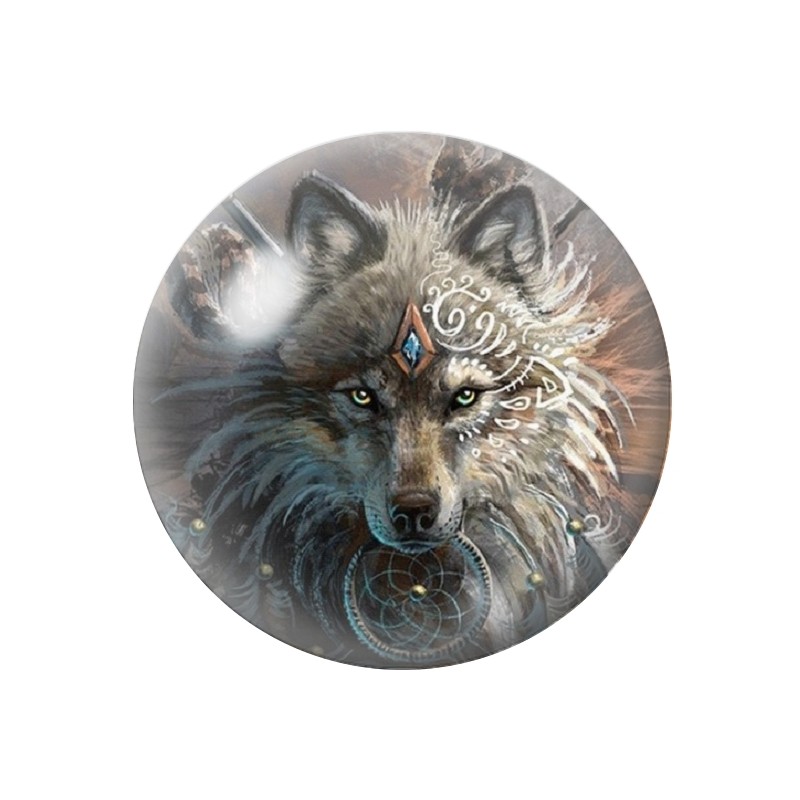 Cabochon en Verre Illustré Loup 12 à 25mm