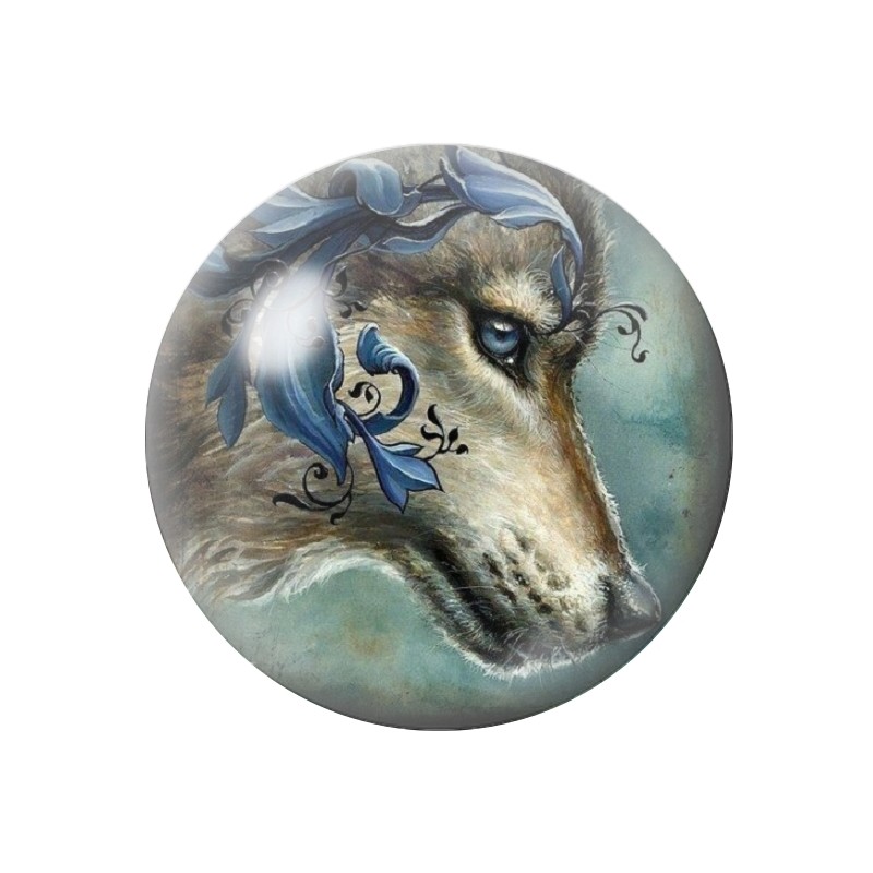 Cabochon en Verre Illustré Loup 12 à 25mm