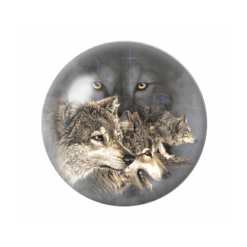 Cabochon en Verre Illustré Loup 12 à 25mm