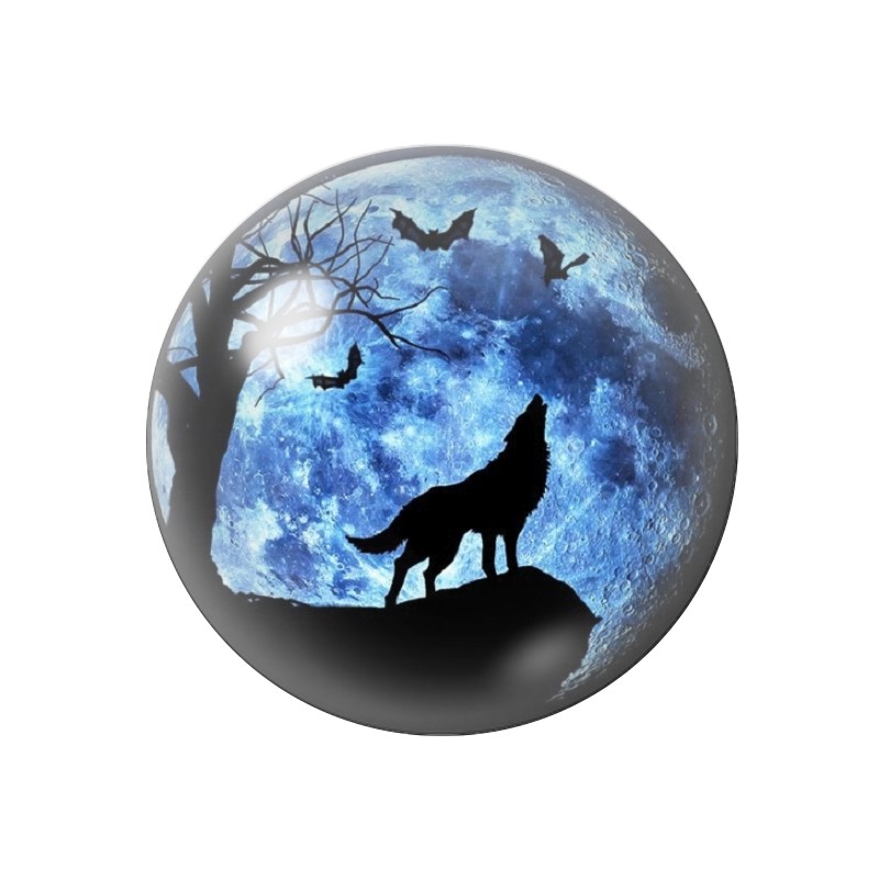 Cabochon en Verre Illustré Loup 12 à 25mm