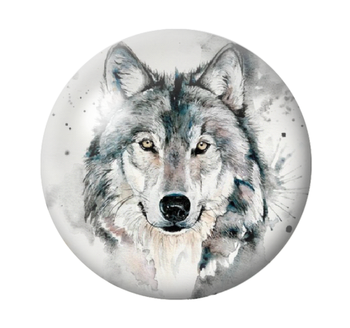 Cabochon en Verre Illustré Loup 12 à 25mm