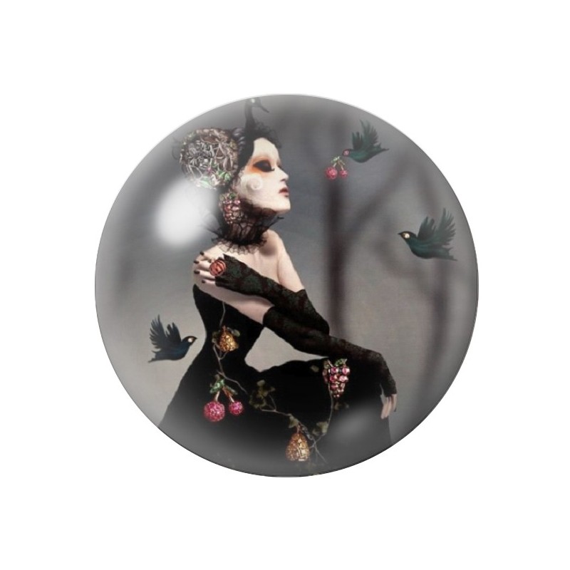 Cabochon en Verre Illustré Femme Gothique 12 à 25mm
